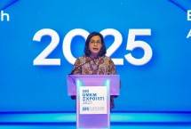 Menteri Keuangan Sri Mulyani saat di BRI Micro Finance Outlook