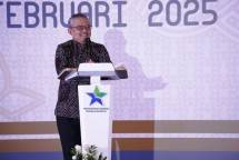 Kepala Perpusnas, E. Aminudin Aziz di acara Rakornas Perpustakaan 2025.
