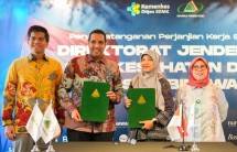 Penandatanganan kerja sama Kementerian Kesehatan dan Yayasan Binawan dalam meningkatkan daya saing tenaga kesehatan Indonesia di kancah global.
