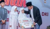 Direktur Keuangan & Strategi Bank DKI, Romy Wijayanto (kanan) secara simbolis menyerahkan santunan kepada 8.500 Anak Yatim & Dhuafa yang ada di 5 Wilayah Kota Administrasi DKI Jakarta di Kantor Pusat Bank DKI dalam Rangkaian Kegiatan Ramadan Berkah Bank DKI (19/03/2025).