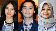 Mahasiswa Prodi Arsitektur President University Rilda Erningsih Hura, Reynhard Hanson Gultom, dan Salamah Qaulam Fadilah