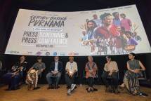 Seluruh aktor dan aktris utama dalam film Seribu Bayang Purnama berkumpul di Megaria Theatre pada Kamis (26/06/2025) untuk melakukan konferensi pers film tersebut sebelum ditayangkan untuk publik pada 3 Juli 2025 mendatang. (Humas: Baraka Films)