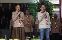 Menteri Kebudayaan, Fadli Zon saat membuka gelaran Jambore Sekolah Budi Pekerti, yang dilaksanakan di Perguruan Islam Al Syukro Universal, Tangerang Selatan, pada Sabtu-Minggu (16&ndash;17 Agustus 2025).