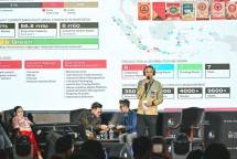 Group Head Of Technology, Digitalization & Process Excellence SIG, Anindio Daneswara saat memberikan paparan transformasi digital SIG untuk mendukung kelancaran operasional bisnis Perusahaan dalam acara Industrial Cybersecurity Top Level Forum (TLP 5.0) sebagai rangkaian kegiatan National Cybersecurity Connect 2025 di Hotel Bidakara, Jakarta, pada akhir Oktober 2025. 