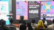 Menkomdigi Meutya Hafid menyampaikan keynote speech dalam acara Jabar Digital Ecosystem Report di Garuda Sparks Innovation Hub Bandung, Senin (05/01/2026). Foto: Ardi W/Komdigi 