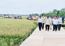  Presiden Prabowo Subianto melakukan peninjauan berbagai inovasi hilirisasi dan teknologi pertanian modern dalam rangkaian kegiatan Panen Raya di Desa Kertamukti, Kabupaten Karawang, Provinsi Jawa Barat, pada Rabu, 7 Januari 2026. Foto: BPMI Setpres/Laily Rachev 