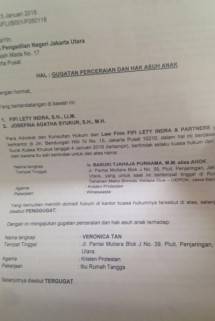 Beredar Surat Gugatan Cerai Ahok Untuk Veronica 