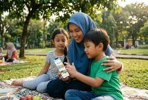 Ilustrasi keluarga melindungi anak dari internet yang tidak perlu diakses
